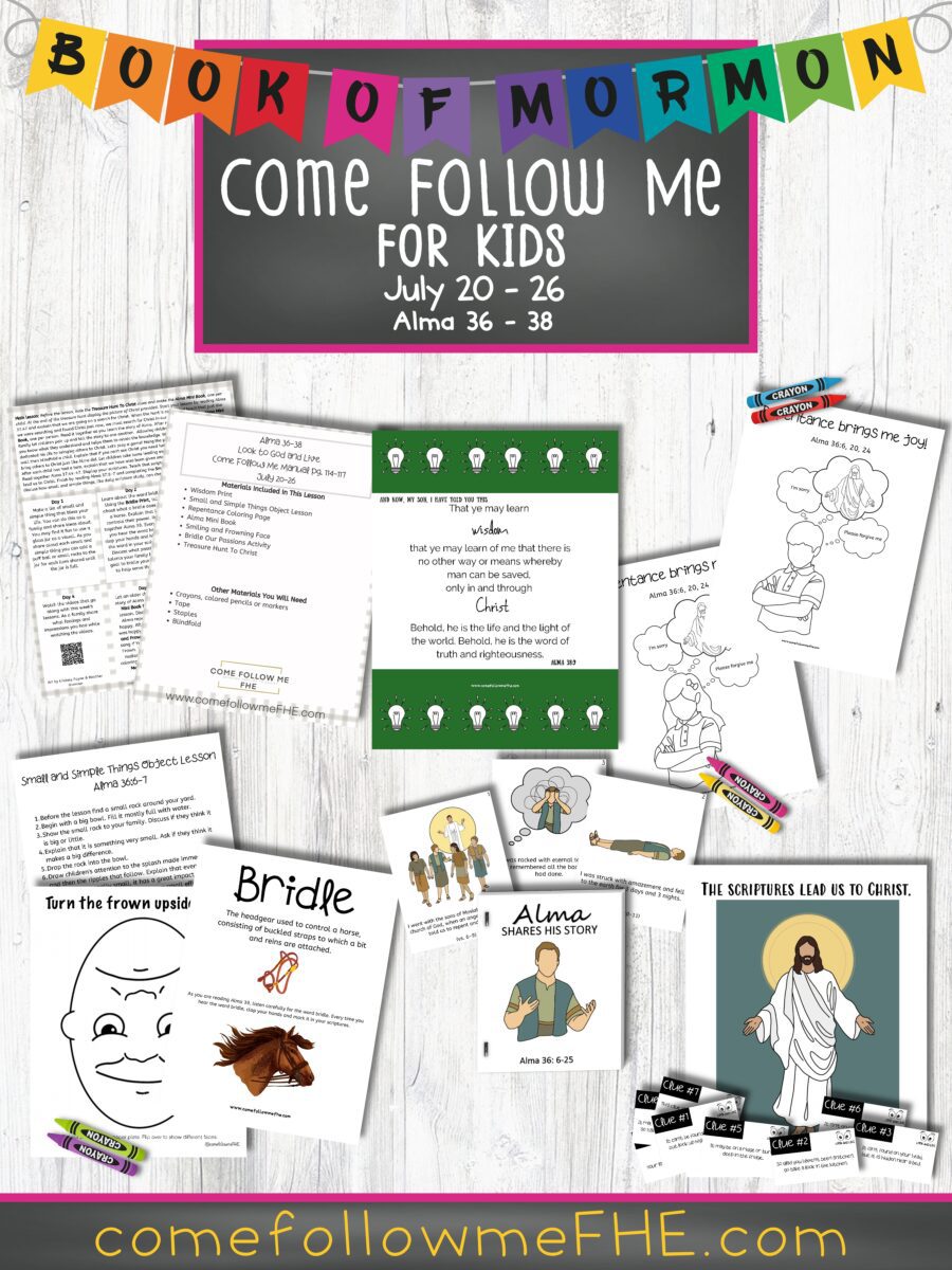 July 20 - July 26 Come Follow Me Lesson for Kids: Look to God and Live featured by Come Follow Me FHE