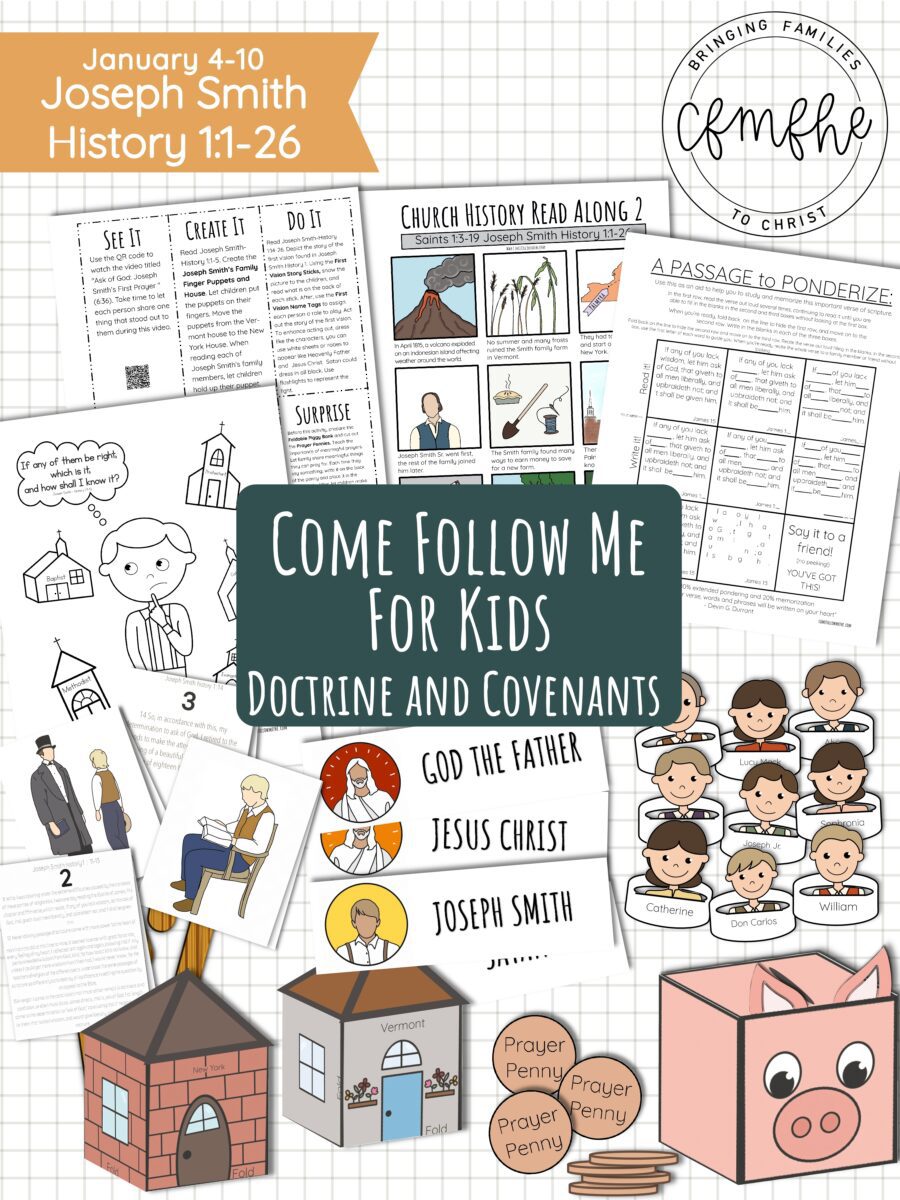 January 4 - January 10 Come Follow Me Lesson 2021 for Kids: I Saw A Pillar Of Light featured by Come Follow Me FHE