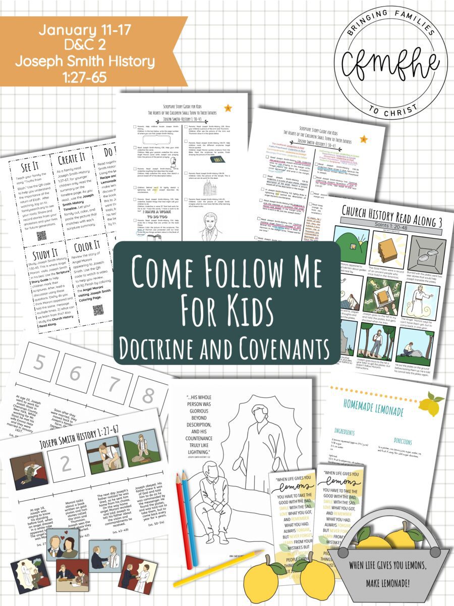 January 11 - January 17 Come Follow Me Lesson for Kids: The Hearts Of The Children Shall Turn To Their Fathers featured by Come Follow Me FHE.