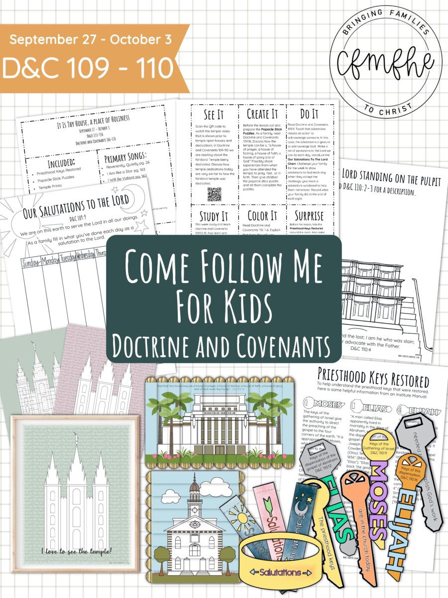 September 27 - October 3 Come Follow Me Lesson for Kids: It Is They House, A Place Of Thy Holiness by Come Follow Me FHE