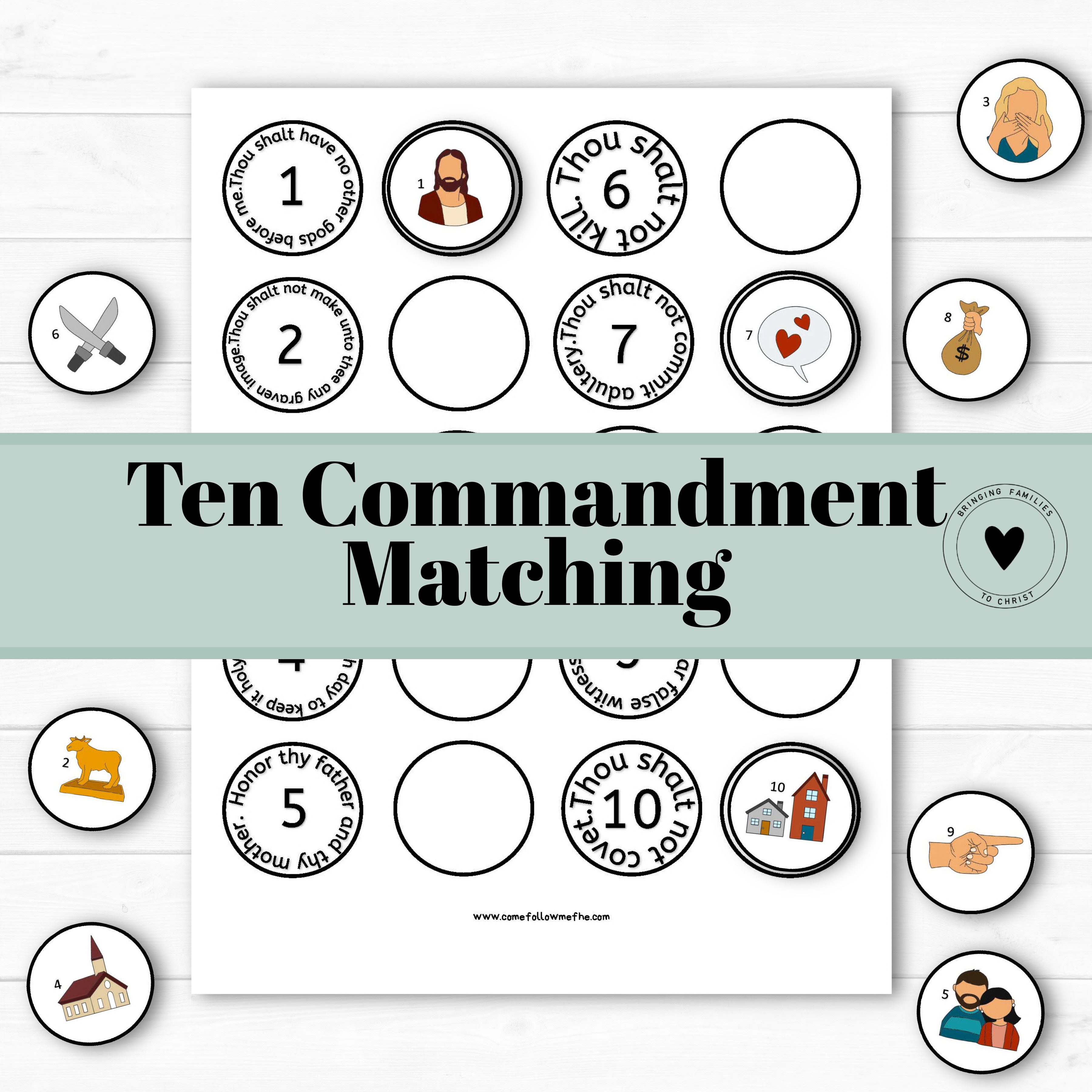 Ten Commandments Matching Game - Come Follow Me FHE