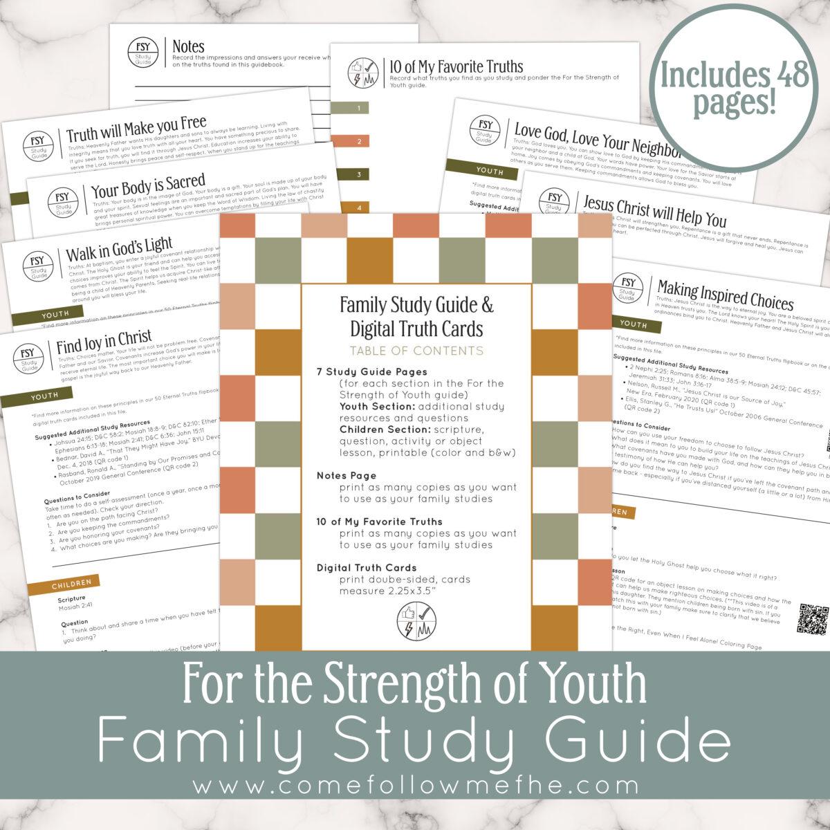 FSY Digital Study Guide and 50 Truth Cards Come Follow Me FHE