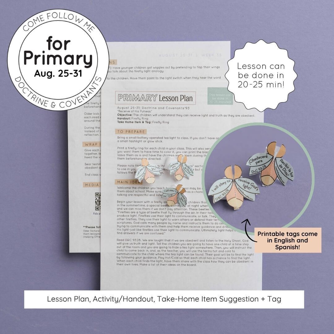 D&C Primary Lesson 35 - Come Follow Me FHE